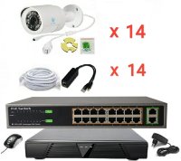 Готовый комплект IP видеонаблюдения на 14 камер (Камеры IP высокого разрешения 2.0MP)