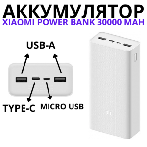Внешний аккумулятор Xiaomi Power Bank 3 30000 mAh, PB3018ZM