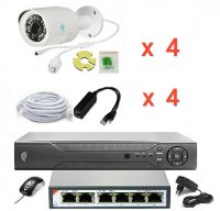 Готовый комплект IP видеонаблюдения на 4 камеры (Камеры IP высокого разрешения 2.0MP)