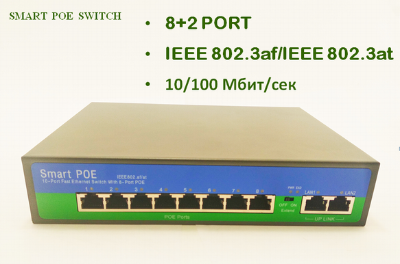 8-Портовый POE switch/коммутатор, Модель PSE-6008