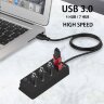 Разветвитель USB Hub 3.0 на 4 порта с кнопками вкл/выкл, HB-804U3 | Фото 3