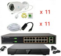 Готовый комплект IP видеонаблюдения на 11 камер (Камеры IP высокого разрешения 2.0MP)
