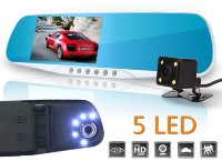 Автомобильный Full HD видеорегистратор-зеркало с двумя камерами, светодиодной подсветкой, углом обзора 170 градусов, датчиком удара (G-sensor), S500-75 1