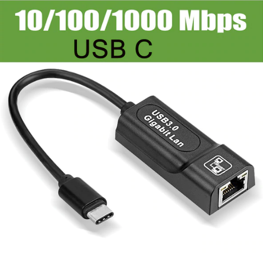 Купить переходник с USB Type-C на LAN RJ45 (Ethernet 1 Gigabit, USB 3.0 ...