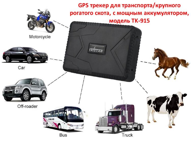 GPS трекер для транспорта/крупного рогатого скота, с мощным аккумулятором, модель TK-915 