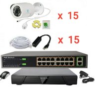 Готовый комплект IP видеонаблюдения на 15 камер (Камеры IP высокого разрешения 2.0MP)