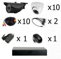 Готовый комплект видеонаблюдения на 10 камер (Камеры высокого разрешения AHD 1.0 MP)