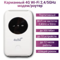 Карманный 4G Wi-Fi 2,4/5GHz модем/роутер ZN-7 