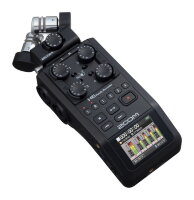 Портативный аудио рекордер на 6 дорожек, с цветным дисплеем и 4-мя микрофонными/линейными входами, ZOOM H6 Black 