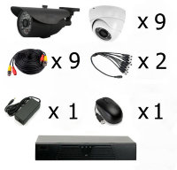 Комплект готового видеонаблюдения на 9 камер (Камера высокого разрешения AHD 5.0mp)
