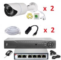 Готовый комплект IP видеонаблюдения на 2 камеры (Камеры IP высокого разрешения 4.0MP)