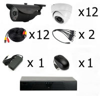 Готовый комплект видеонаблюдения на 12 камер (Камеры высокого разрешения AHD 1.0 MP)