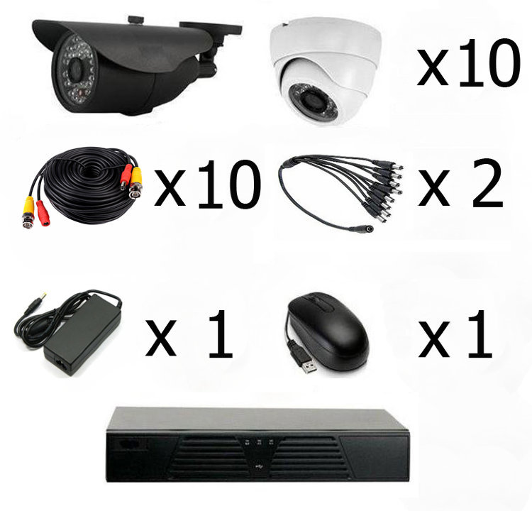 Комплект готового видеонаблюдения на 10 камер (Камера высокого разрешения AHD 5.0mp)