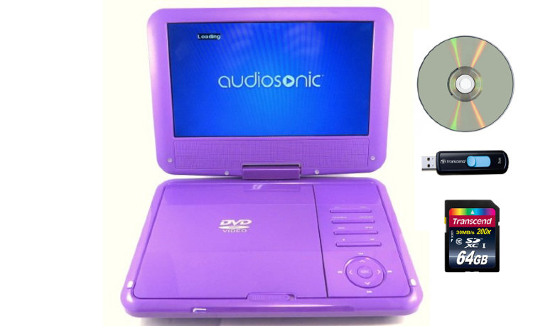 9" Дюймовый портативный DVD player с USB, SD, AV и пультом дистанционного управления, Audiosonic Pd-924