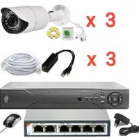 Готовый комплект IP видеонаблюдения на 3 камеры (Камеры IP высокого разрешения 4.0MP)