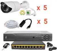 Готовый комплект IP видеонаблюдения на 5 камер (Камеры IP высокого разрешения 4.0MP)