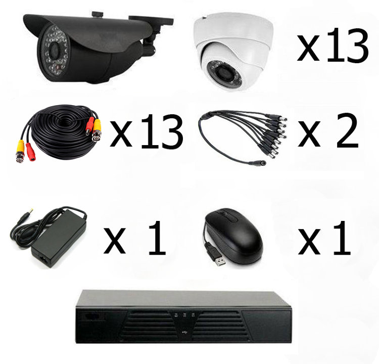 Готовый комплект видеонаблюдения на 13 камер (Камеры высокого разрешения AHD 2.0 MP)
