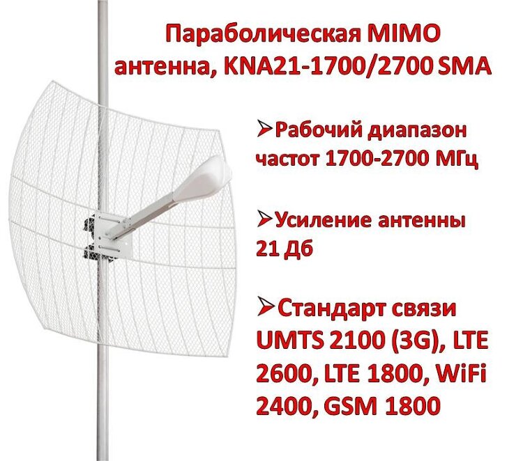 Купить параболическую MIMO антенну, KNA21-1700/2700 SMA в г. Алматы ...