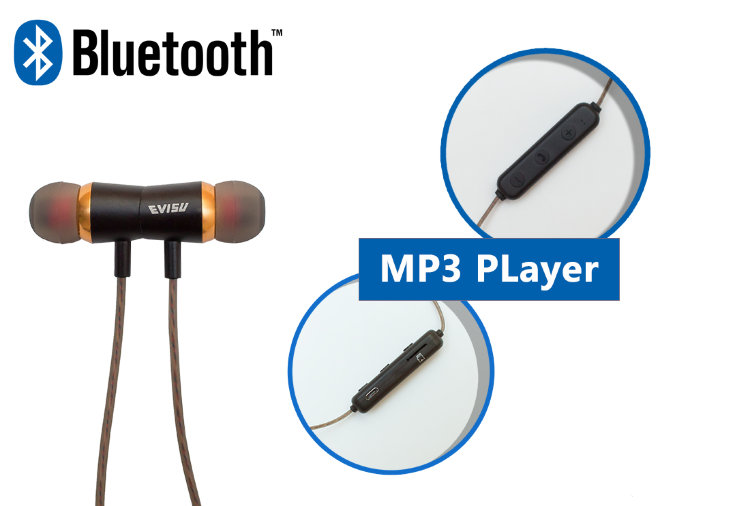 Беспроводная Bluetooth стерео гарнитура + MP3 плеер, EVISU EV-W7