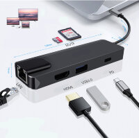 Мультифункциональный хаб / конвертер Type C (USB / HDMI / RJ45 / PD / SD / TF), модель BYL-2017 