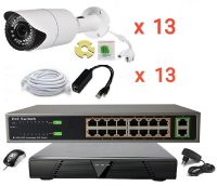Готовый комплект IP видеонаблюдения на 13 камер (Камеры IP высокого разрешения 4.0MP)
