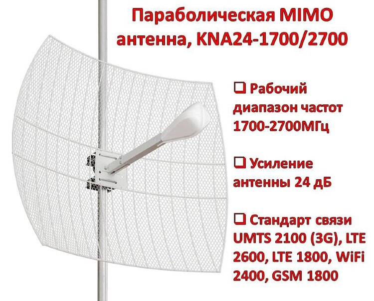 Параболическая MIMO антенна, KNA24-1700/2700 SMA 