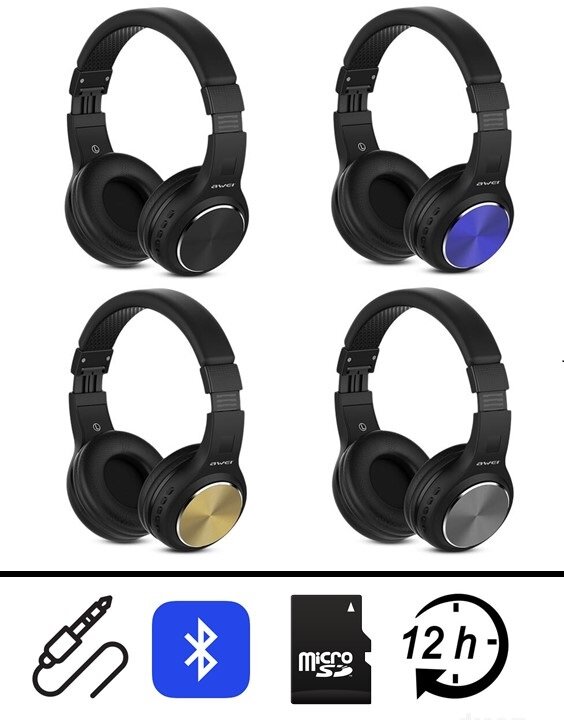 Беспроводные Bluetooth наушники + гарнитура + MP3 плеер со съемным AUX кабелем, Awei A600BL 