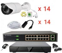 Готовый комплект IP видеонаблюдения на 14 камер (Камеры IP высокого разрешения 4.0MP)