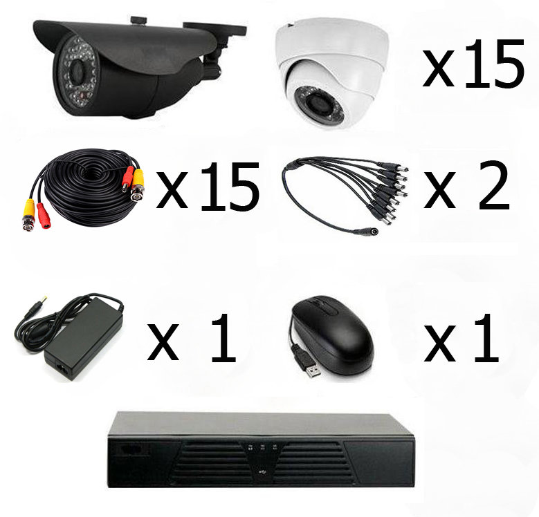 Купить готовый комплект видеонаблюдения на 15 камер (Камеры высокого .