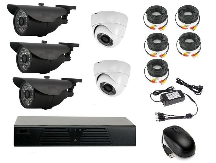 Комплект готового видеонаблюдения на 5 камер (Камеры высокого разрешения AHD 2.0mp)