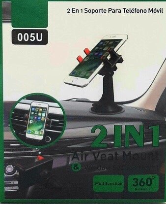 Универсальный автомобильный держатель для смартфонов, 2в1 на стекло и в воздуховод, 005U