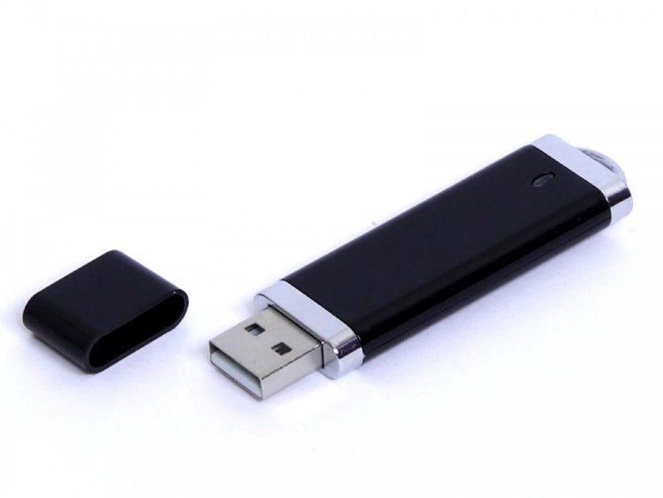 USB флешка черная пластиковая для брендирования, 2GB