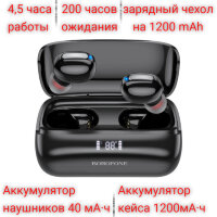 Беспроводные Bluetooth наушники (вакуумные) с зарядным боксом Borofone BE55 