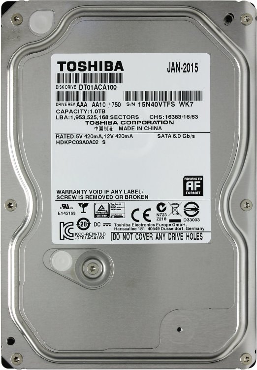 Жесткий диск HDD TOSHIBA 1Тб DT01ACA100 