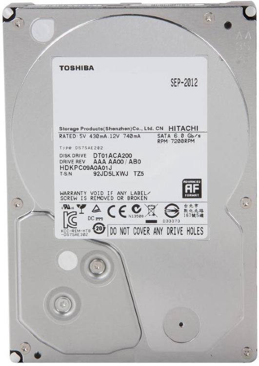 Жесткий диск HDD TOSHIBA 2Тб DT01ACA200 