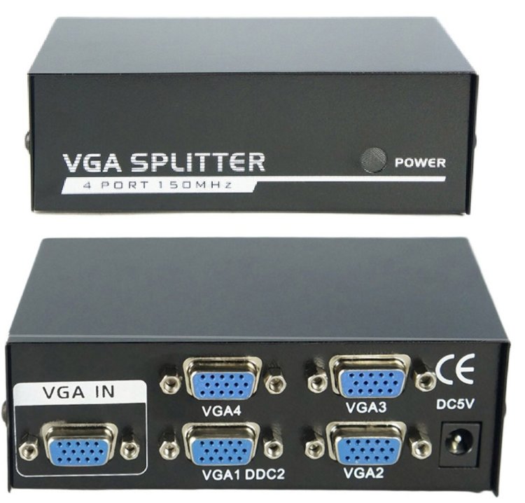 Активный VGA Разветвитель на 4 монитора, VGA - T1504