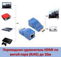 Переходник-удлинитель HDMI по витой паре (RJ45) до 20м 