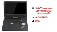 13,8 Дюймовый портативный DVD/USB/SD плеер с цифровым ТВ приемником DVB-T2, NS1129