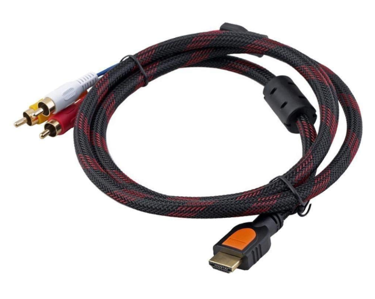 Купить кабель переходник с HDMI на RCA / Тюльпан / Колокольчик, 1.5м в .