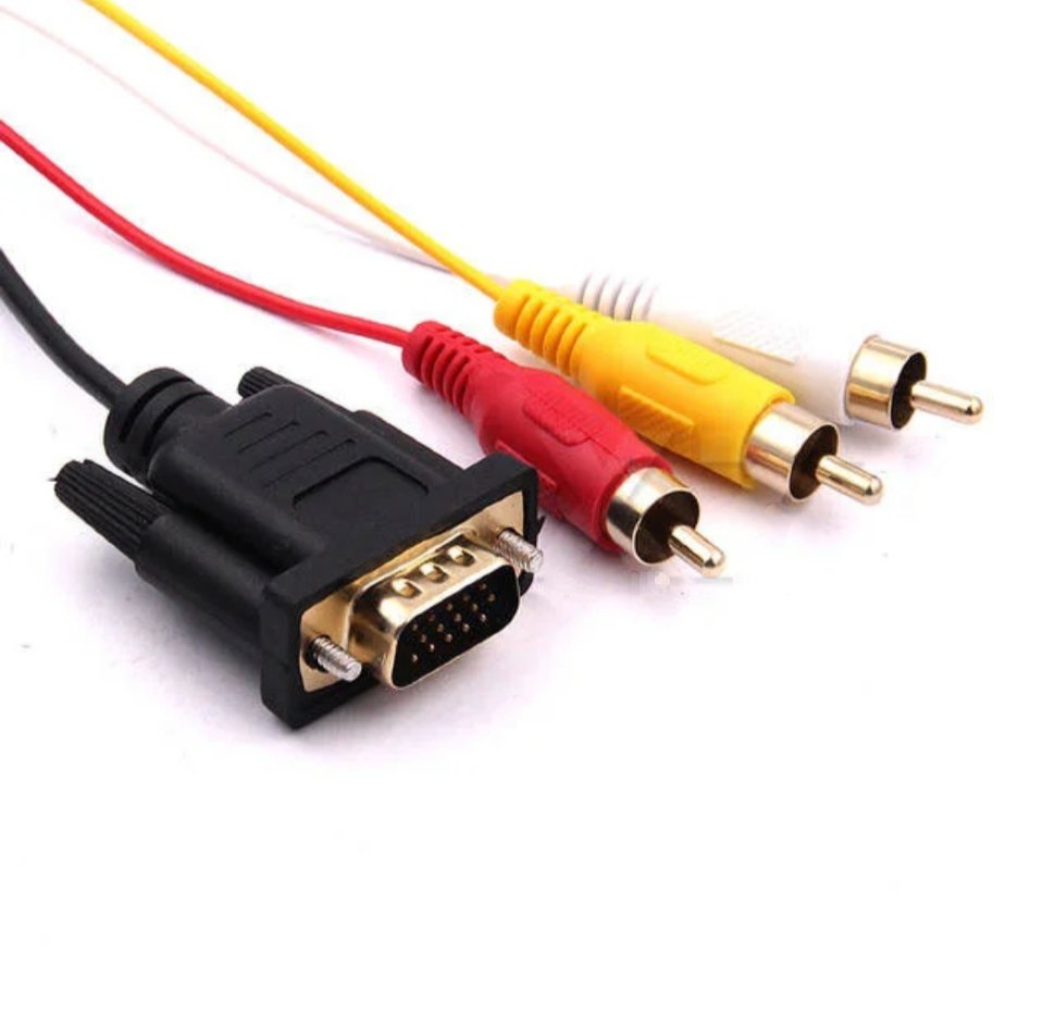 Купить кабель переходник с HDMI на VGA + 3RCA выход (Тюльпан), 1.5м в г .