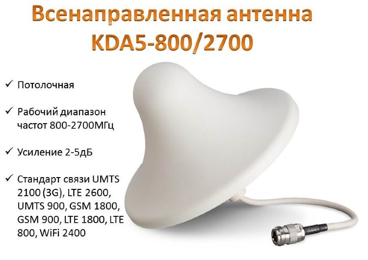 Всенаправленная потолочная антенна 900/1800/ 2100/2600, KDA5-800/2700 