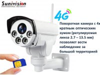 Поворотная (PTZ) 4G камера видеонаблюдения 2.0MP, с 4х кратным зумом, Модель Q4D-CAM-4G-2.0MP 