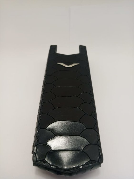 Чехол для Верту Vertu Signature S Design, Вертикальный Черный Змеиная кожа 