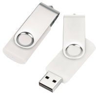 USB флешка пластиковая для брендирования, с металлическим язычком, 16GB (Белая)
