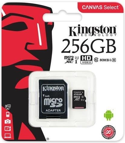Карта памяти Micro SD 256GB Class 10 U1 Kingston SDCS/256GBSP